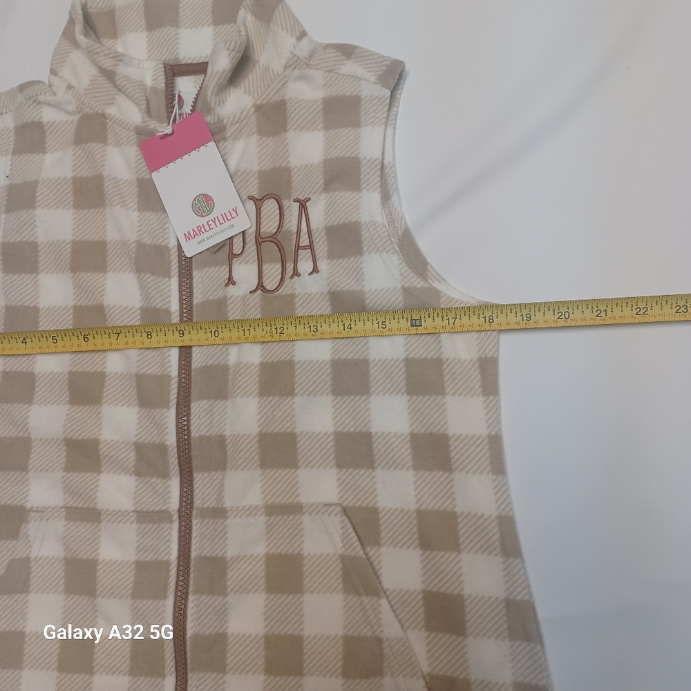 MarleyLilly Women Size M Plaid Sleeveless Zip-Up Vest Offer Are Welcome - Picture 11 of 14